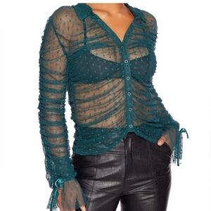 STEELE LITA LONG SLEEVE GREEN LACE TOP - XL NWT